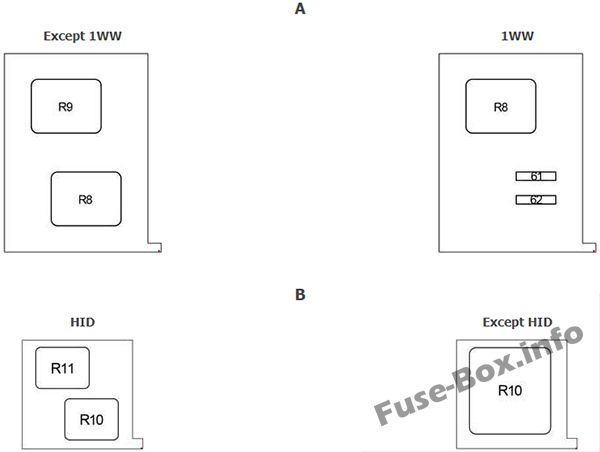 Toyota Verso AR20 Sicherungskasten im Motorraum Sicherungsdiagramm