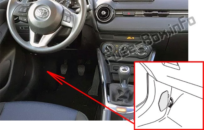 Lage der Sicherungen im Fahrgastraum: Toyota Yaris iA / Scion iA (2015-2018-..)