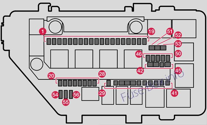 Diagramm Sicherungskasten unter der Motorhaube: Volvo XC40 (2018)